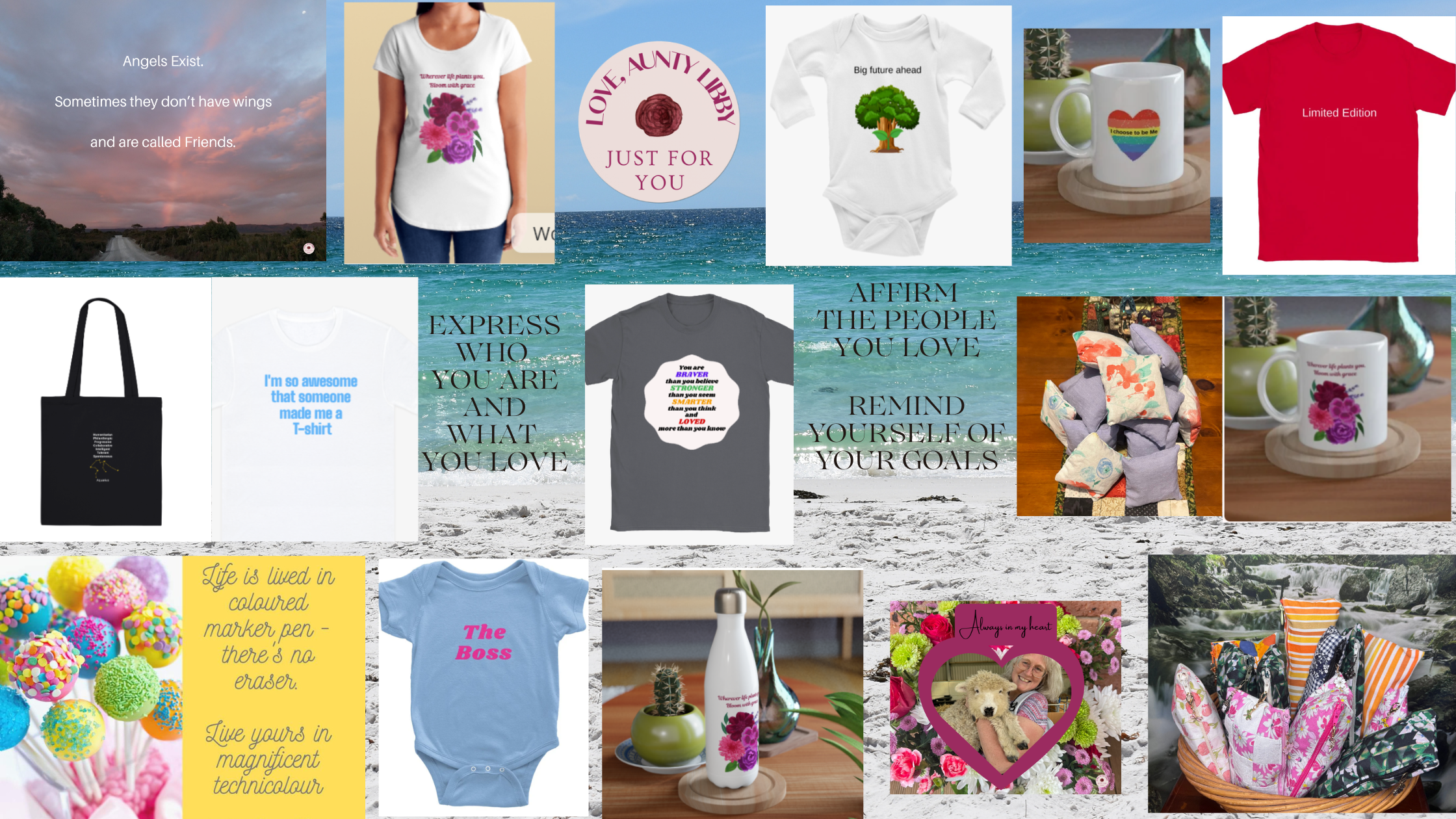 Sample of Love, Aunty Libby products. Browse the site for more!