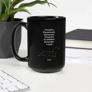 Leo Black Glossy Mug