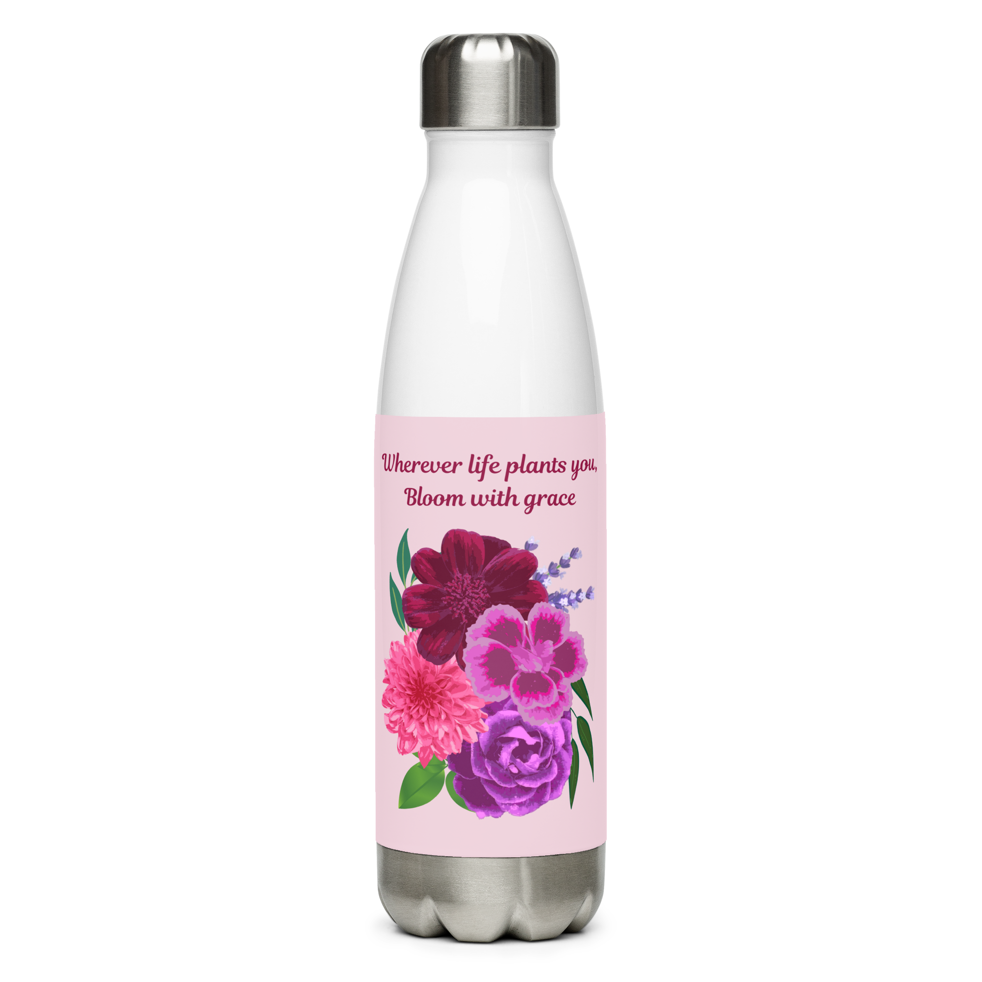 Bloom With Grace Stainless steel water bottle - Image 1